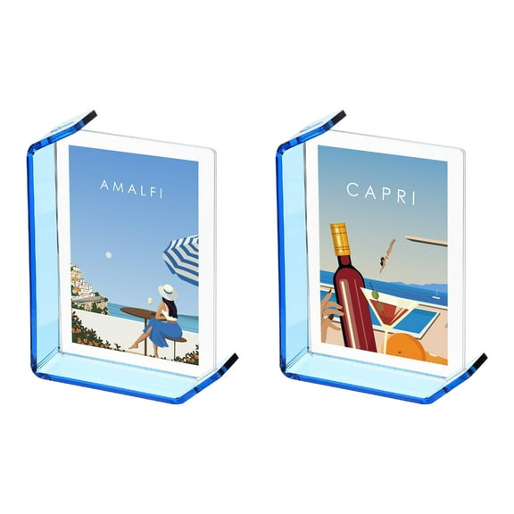 Uxcell 2 Pack Modern Floating Picture Frames, Display Picture 7x5" Acrylic Photo Frame Lake Blue