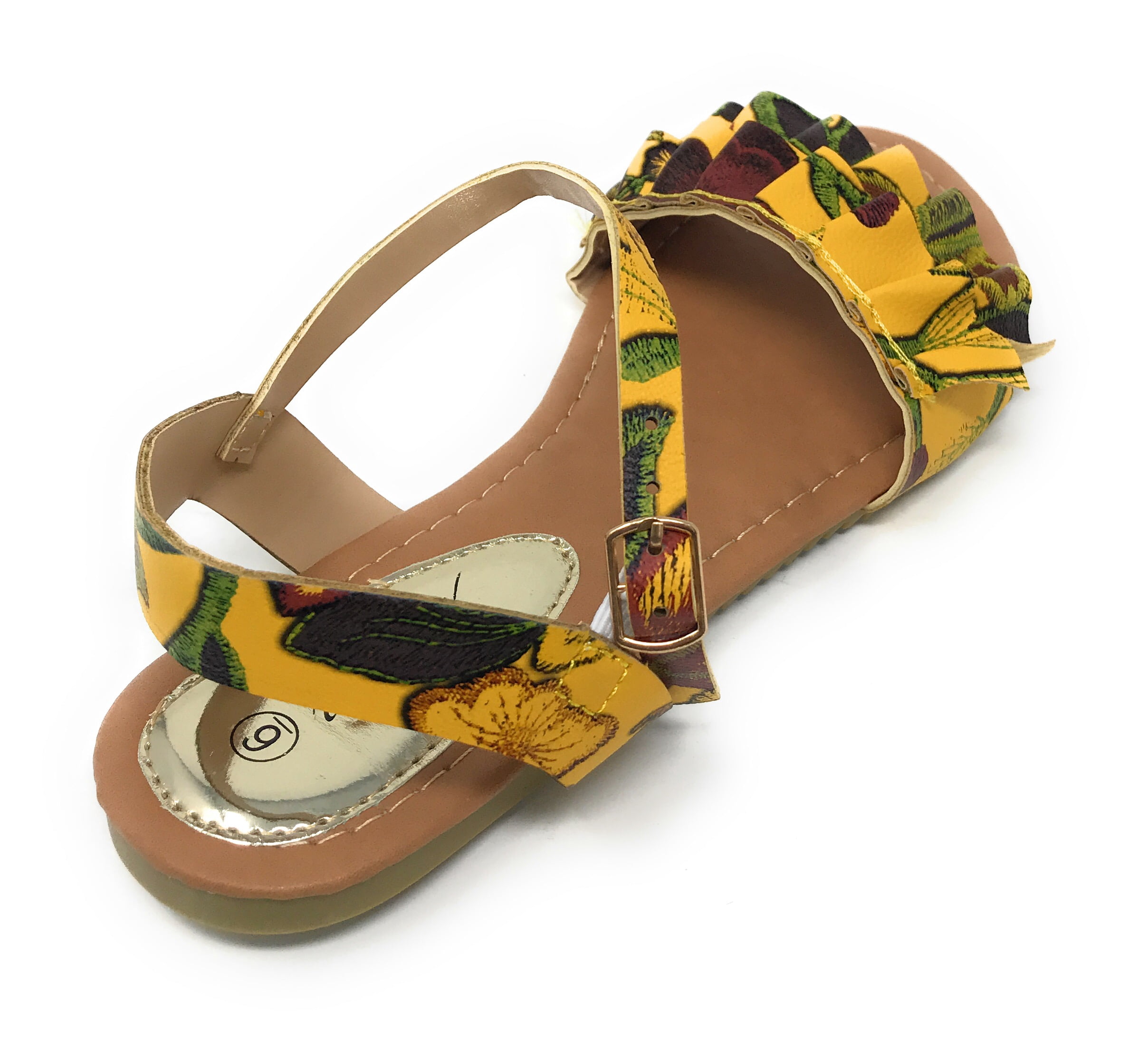 Victoria K Women's Printed Floral Ruffels Sandals