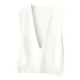 thumbnail image 4 of IWRICH Womens Deep V Neck Sweater Vest Casual Knitted Tank Tops Sleeveless Sweater Ribbed Pullover Knitwear White XL, 4 of 4
