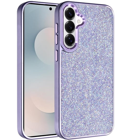 XPM for Samsung Galaxy S26 Phone Case, Crystal Sparkle Diamond Glass Full Mini Glitter Bling Frame TPU Hybrid Protective Cover for Samsung s26 (Dark Purple)