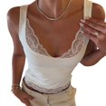 thumbnail image 2 of Women'S Y2k Lace Sleeveless Top V Neck Spaghetti Strap Tank Top See Through Tops White S, 2 of 10
