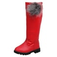 thumbnail image 1 of PEASKJP Girls Fashion Boots Lace Up Waterproof Combat Boots with Side Zipper, Red 28, 1 of 5