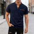 thumbnail image 2 of JAJAHO Mens V Neck T-Shirt Casual Stretch Solid Color Short Sleeve Pocket Tees Textured Shirts Leisure Tops, 2 of 4