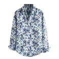 thumbnail image 3 of Innerwin Blouse Col à Revers Hauts pour Hommes Chemises à Manches Longues à Simple Boutonnage Bleu Floral TTG, 3 of 4