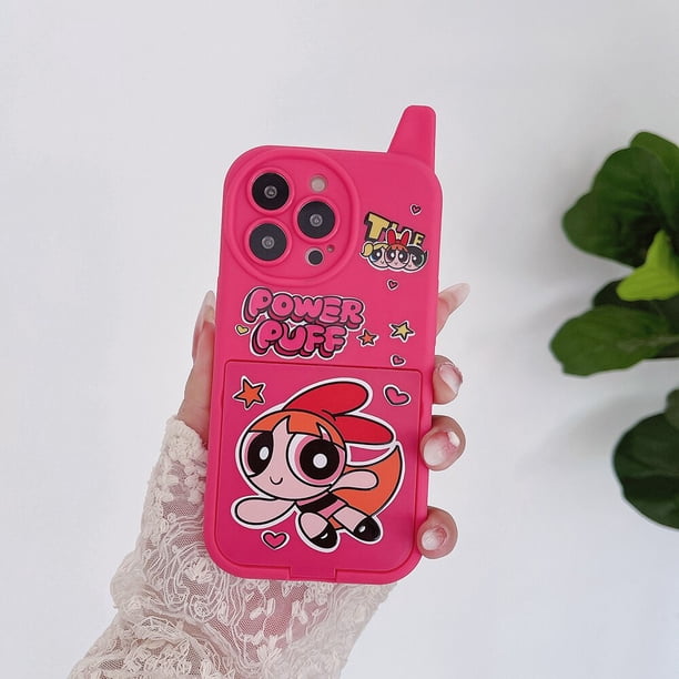 Funda de teléfono de dibujos animados Powerpuffs para niñas con espejo de tocador, carcasa trasera anticaída para IPhone 14, 13, 12, 11 Pro Max, 14 Pro Fivean unisex