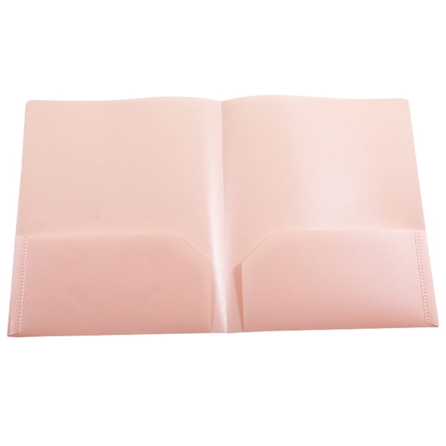 Plastic Folders With Pockets, Heavy-Duty Plastic Folders With Two Pockets, 2-Pocket Folder for Office Filing – Water-Proof Pocket Folder With Business Card Slot, Document Organizer(Pink)