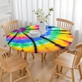 thumbnail image 3 of Colorful Rainbow Tie Dye Spiral Pattern Round Fitted Tablecloth with Elastic Edge,Dining Table Cover Waterproof,Outdoor Round Tablecloth for Camping,Dining,Indoor and Outdoor, 3 of 7