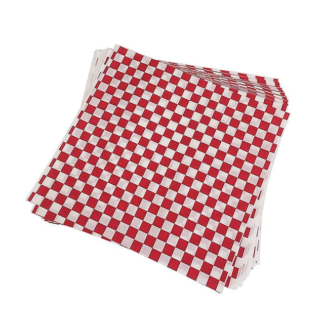 100 piezas de papel para envolver alimentos, papel desechable a cuadros rojos, papel para papas fritas, papel resistente al aceite, papel resistente a la grasa (30 x 30 cm)