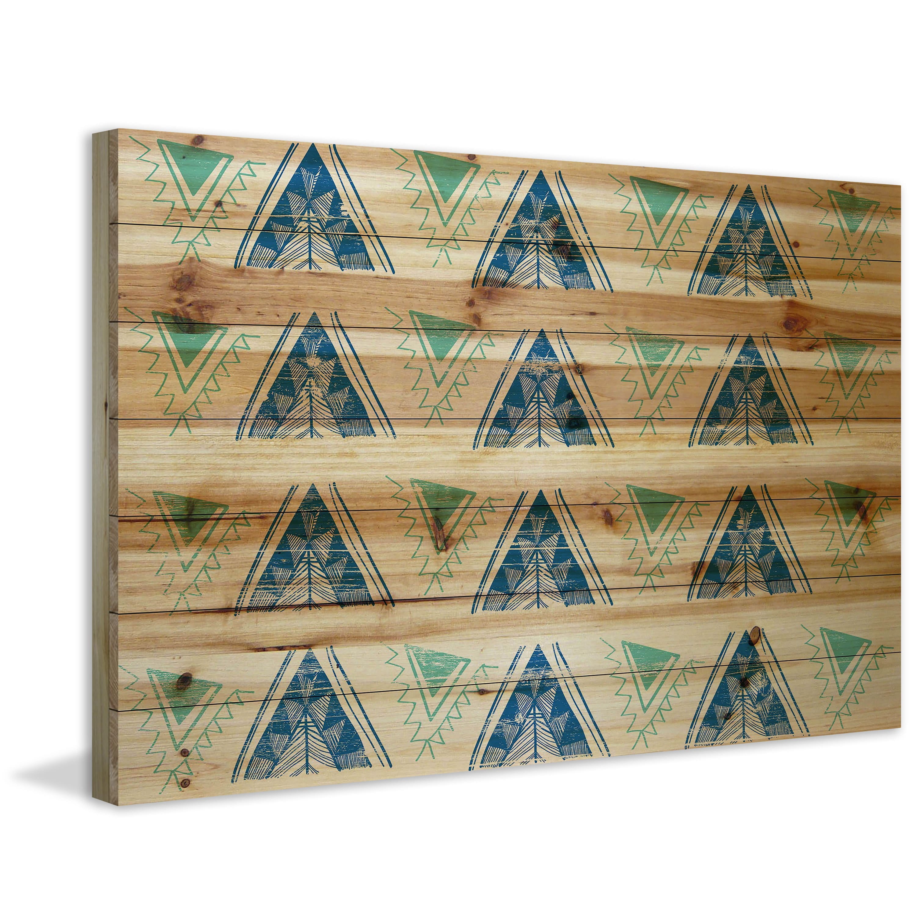 Marmont Hill - "Decorative Teepees" Painting Print on Natural Pine Wood