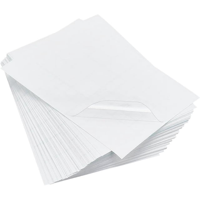 100 bolsas de laminación autosellantes de PVC, láminas protectoras para fotos, láminas laminadas transparentes para pegatinas, láminas adhesivas transparentes.