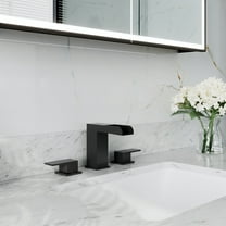 ANGELES HOME Matte Black Bathroom Faucet 3 Hole Widespread 2-Handle Brass Bathroom Sink Faucet with Overflow Pop Up Drain and Waterlines