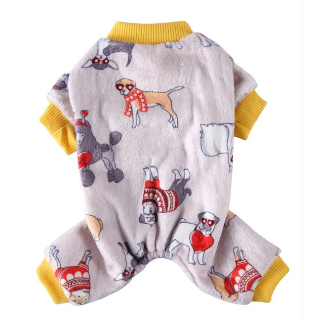 Pijamas de invierno para perro, ropa cálida con estampado, abrigo para perros pequeños, cachorro, gato, Chihuahua, Pomerania