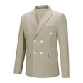 thumbnail image 2 of Cloudstyle Men's Solid Color Double-breasted Business Blazer, 2 of 12