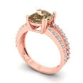 thumbnail image 2 of 3.96ct Cushion Cut Brown Champagne Crystal 14k Pink Rose Gold Engraving Statement Bridal Wedding Designer Ring Size 5.5, 2 of 5