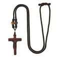 thumbnail image 3 of VNOX Handmade Wooden Crucifix Cross Necklace with Jesus - Natural Ebony Wood Braided Cord Cross Necklace for Men Women Religious Jewelry,Catholic Gift for Baptism Confirmation Easter, 3 of 8