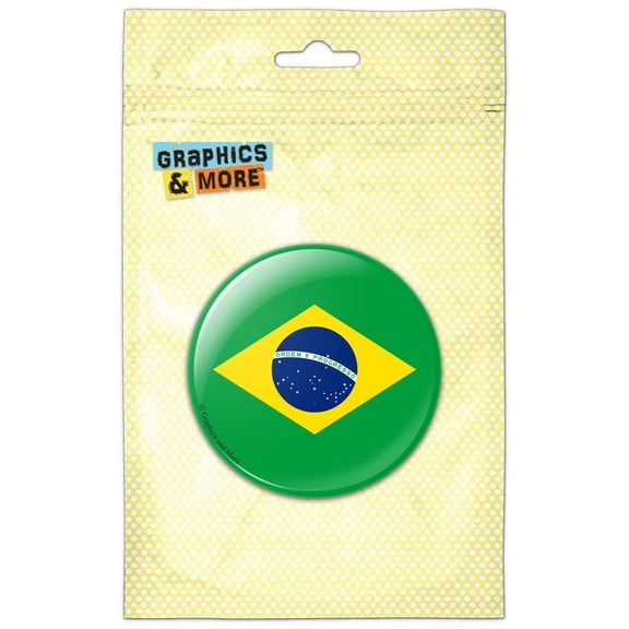 Brazil National Country Flag Pinback Button Pin Badge