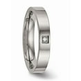 thumbnail image 5 of Titanium Polished Flat Comfort Back CZ Ring, 5 of 10