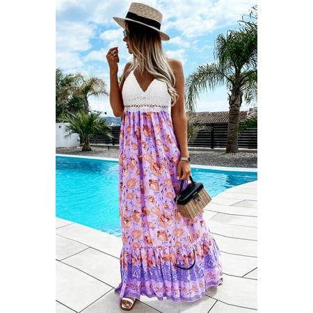 

Women s Summer Sexy Floral Skirt Lady Hand Hook Floral Bra Neck Dress