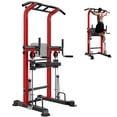 thumbnail image 1 of soges Power Tower Dip Station with Assisted Pad, Height Adjustable Pull Up Bar Station for Home Gym, Multi-Function Strength Training Full Body Workout Equipment, 330 Lbs, Red, 1 of 4