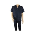 thumbnail image 2 of Men 2pc Stacy Adams leisure suit guayabera traditional matching Set 2201 Blue, 2 of 6