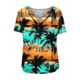 thumbnail image 5 of Women's Summer Floral Print Top Plus Size Cowl Neck Short Sleeve T Shirt Casual Oversized Loose Fits Breathable Draped Neck Tee Shirt, 5 of 6