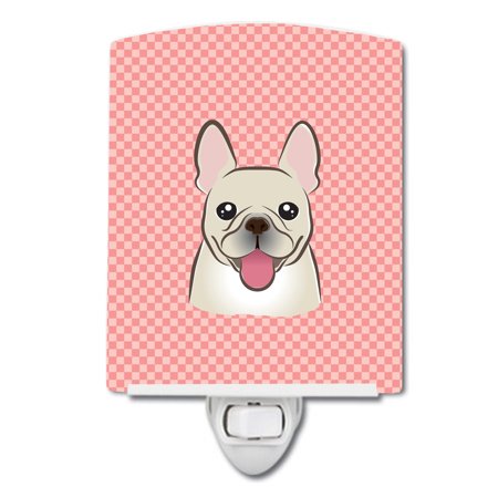

Caroline s Treasures BB1238CNL Checkerboard Pink French Bulldog Ceramic Night Light 6x4x3 multicolor