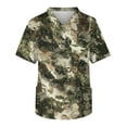 thumbnail image 2 of Domuza Scrub Shirts for Men Plus Size V-Neck Short Sleeve Medical Workwear Camo Printed Stretch T Shirts Soft Comfort Nursing Top with Pockets Green XXXXL, 2 of 4