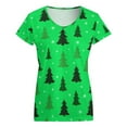 thumbnail image 5 of Christmas Tree Pattern on Green Women's Blouse Short Sleeve Women's Top T-Shirt Spring Summer Clothes, 5 of 7