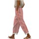 thumbnail image 1 of Amzcrzy Pantalones De Lino Mujer Capri Rayas Moda Pierna Recta Ligeros Holgados Casuales Playa Vacaciones Verano Con Bolsillos Tallas S-2XL Rojo, 1 of 5