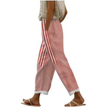 Paiwinds Women s Summer Solid Color Wide Leg Pants with Pockets Elastic Waist Loose Fit Casual Palazzo Trousers Breathable Cotton Multiple Colors.