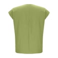 thumbnail image 5 of Womens Tank Tops Plus Size under $5 Cotton Linen Cap Sleeve Sleeveless Solid Color Loose Shirt T-shirt Green M, 5 of 6