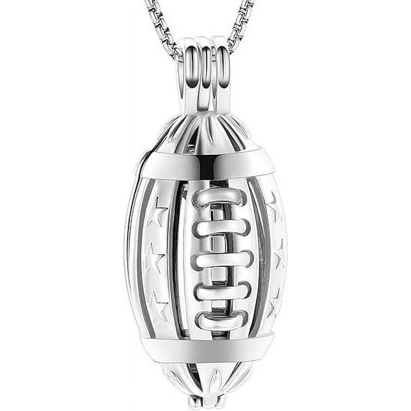American Football Urn Necklace for Ashes Women Men Cremation Locket Necklace for Human / Pet Memorial Urn Jewelry Memorial Cremation Ash Jewelry
