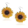 thumbnail image 1 of 3d Wooden Sunflower Unique Handmade Bohemian Sunflower Drop Earrings, 1 of 5