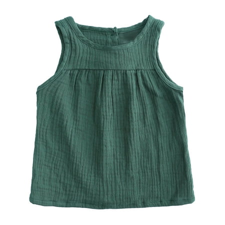 

Pejock Little Boys Girls Short-Sleeve T-Shirt Tops Candy Color Cotton Linen Tank Tops Toddler Baby Crewneck Tees Vest 3M-4Years