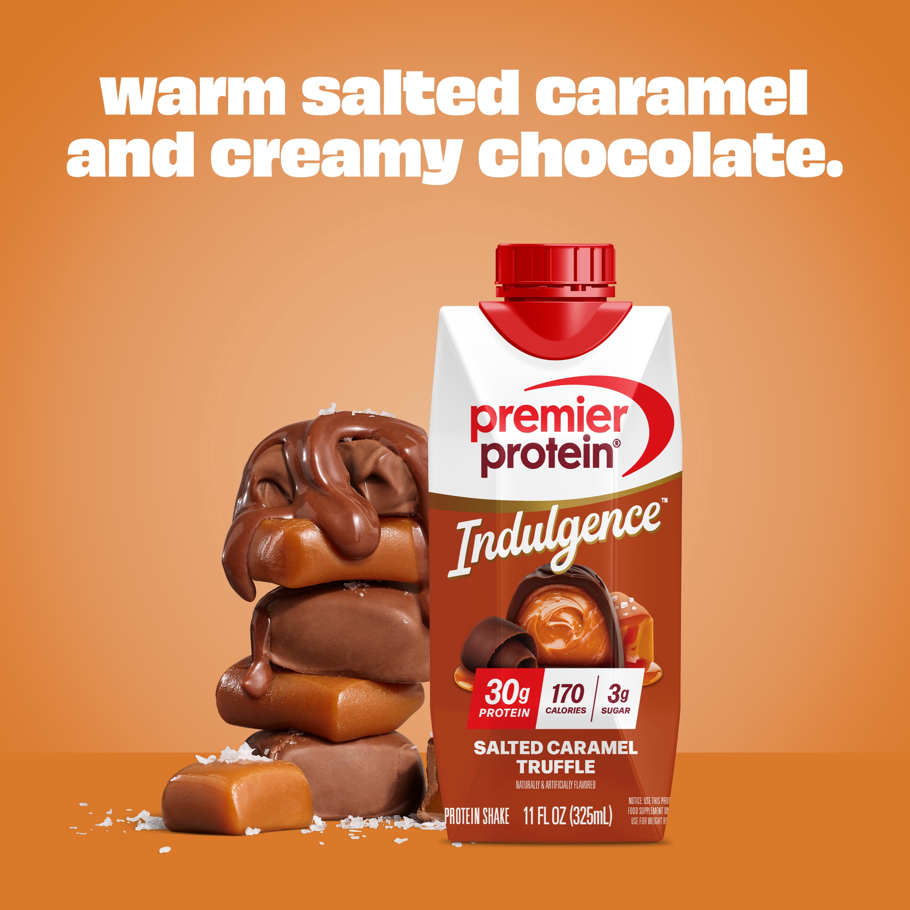 Premier Protein Indulgence Protein Shake, Salted Caramel Truffle, 30g Protein, 11 fl oz, 4 Ct