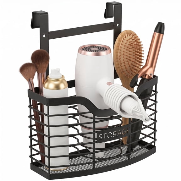 Samhe Hair Dryer Holder Adjustable Height Hanging Cabinet Door/Adhesive Wall Mount/Countertop Hair Tool Organizer