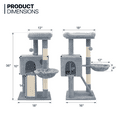 thumbnail image 3 of MoNiBloom 36" Small Cat Tower, Cat Tree with Sisal Scratching Posts/Ramp and Hammock, Light Gray, 3 of 10
