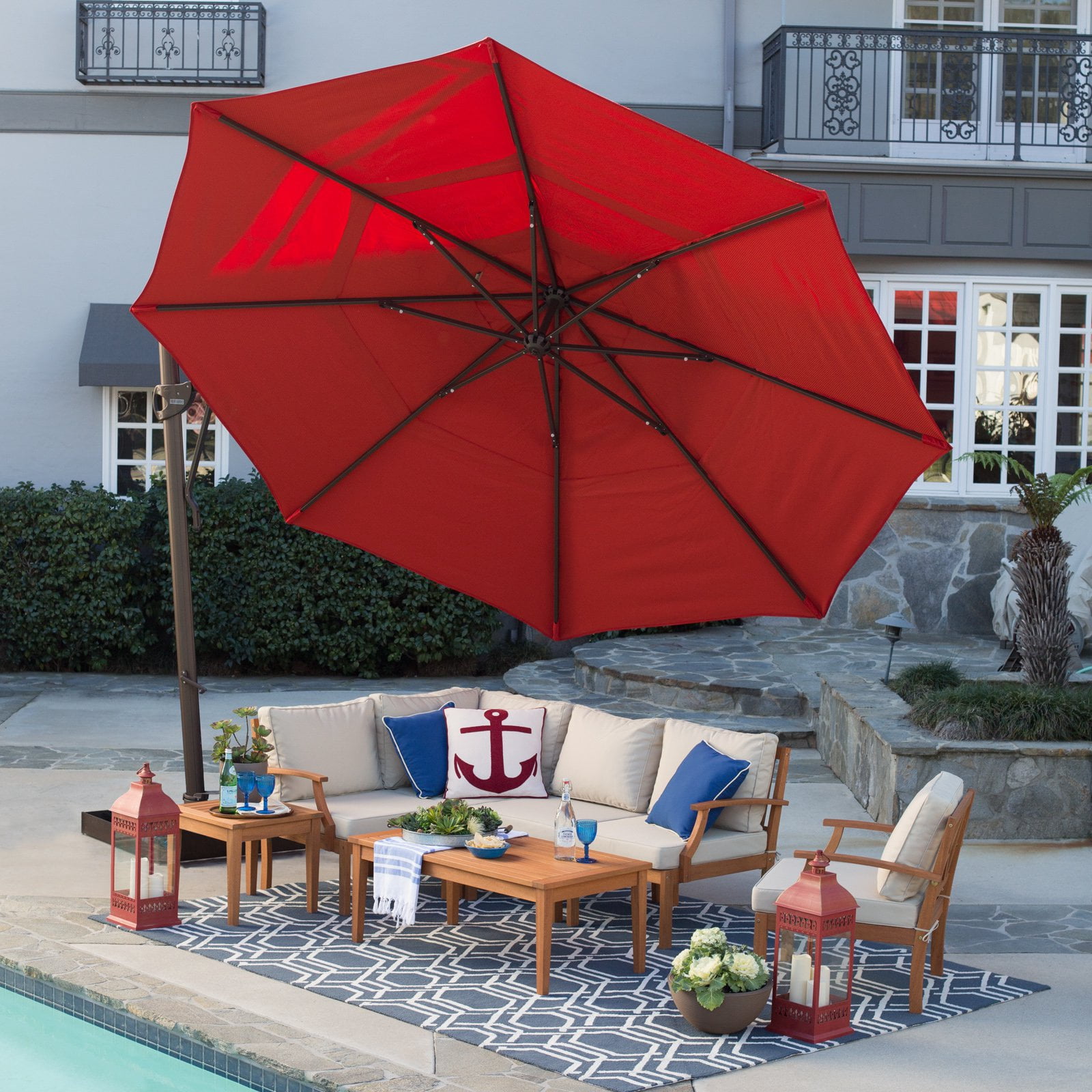 Belham Living 13 Ft Sunbrella Rotating Offset Umbrella With Tilt Walmart Com Walmart Com