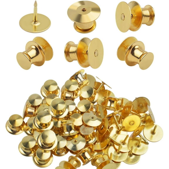 Aylifu Tie Tacks and Clutch Backs Set, 30 Pieces Metal Pin Backs Locking Pin Keepers with 30 Pieces 10mm Tie Tacks Blank Pins (Gold)- No Tool Required