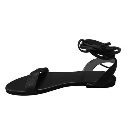 

Women Sandals Sandals Women Women s Casual Vacation Fashion Open Toe Ankle Strap Roman Flat Beach Sandals Black