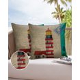 thumbnail image 6 of Pack of 2 Outdoor Pillow Covers, Vintage Red Lighthouse Envelope Waterproof Square Throw Pillowcase Cushion Decorative Pillow Covers for Couch Patio Tent, 20x20 in, 6 of 6