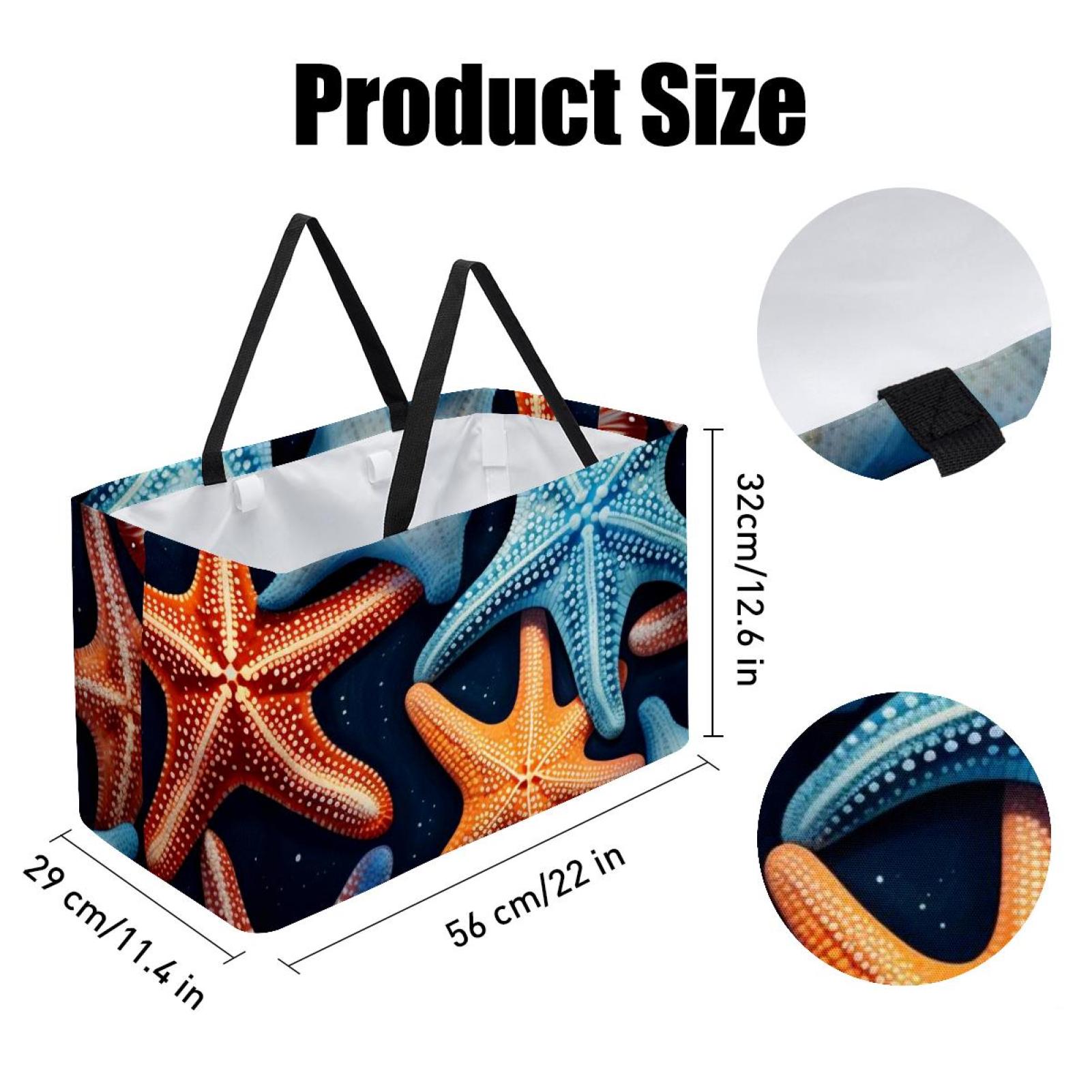 Large Utility Tote Bag Beach Starfish Seamless Reusable Foldable ...