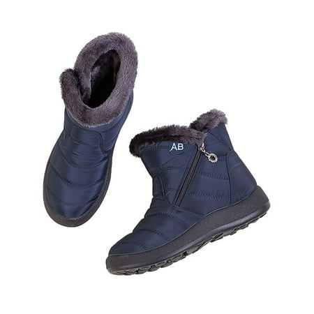 

LUXUR Snow Boots Womens Winter Ankle Boots Ladies Warm Plush Lined Booties Thickening Shoes Zip Flat Sneakers Outdoor Booties