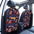 thumbnail image 3 of Fuzoiu American With Lips Print 2 Pack Kick Mat Back Seat Protector With 3 Storage Pockets, Universal Car Seat Back Organizer For Kids Pets, Waterproof Backseat Protector For Most Car, 3 of 8