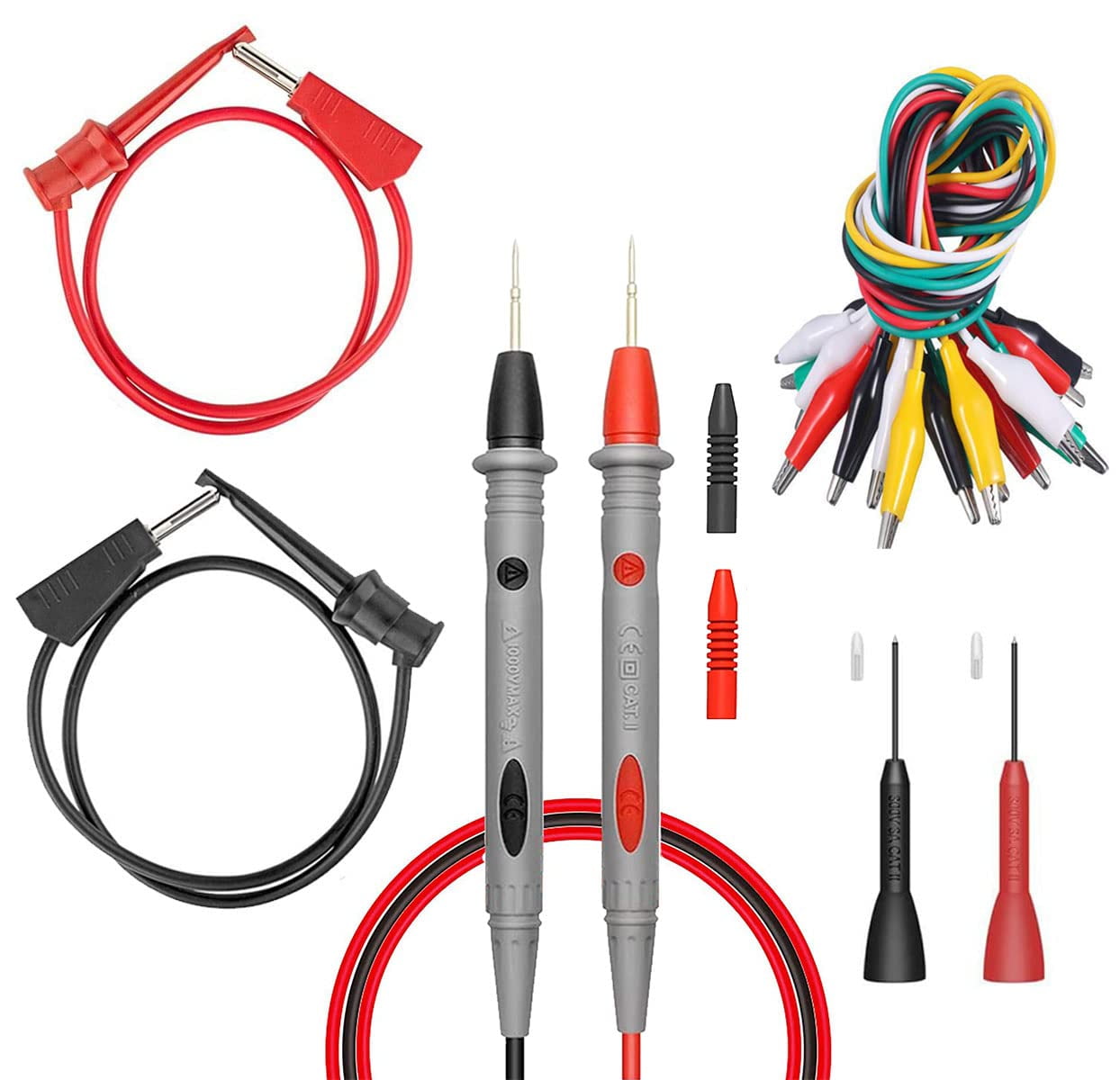 Multi-meter test leads Alligator clips Mini hooks Probe plunger Clamp meters ext 