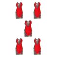 thumbnail image 1 of maskred Mode Femmes Plage Vacances Robe Boho Ethnique Élégante Robe en Vrac Rouge 5Set, 1 of 6