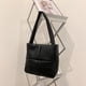 thumbnail image 4 of Bolso Con Asa Superior Bolso a cuadros acolchado de algodón PU para mujer Bolso con asa superior de color sólido (negro), 4 of 5
