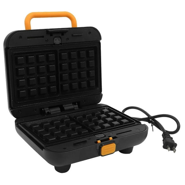 Compact Black Aluminium Waffle Maker for Home Use with Workmanship and 1 Set