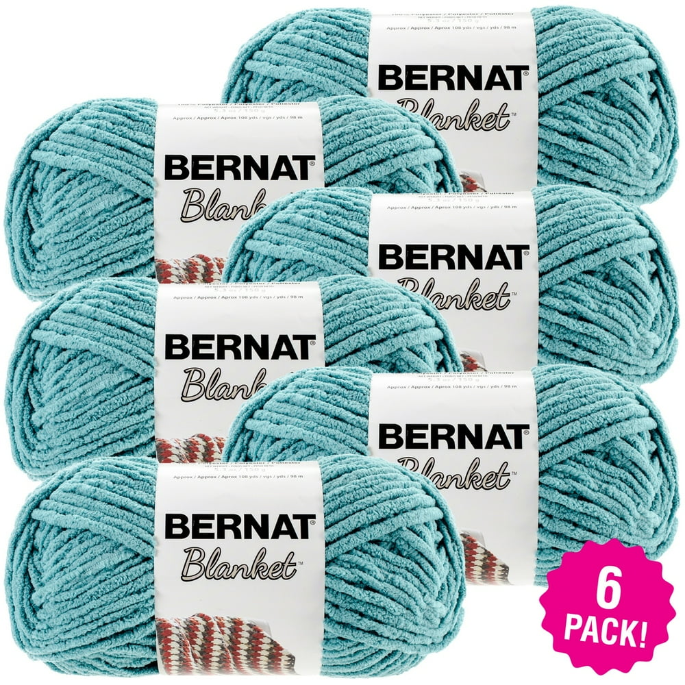 Bernat Blanket Yarn Light Teal, Multipack of 6