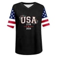 thumbnail image 4 of 4th of July T-Shirts for Women's Independence Day Patriotic Graphic Summer Print V Neck Short Sleeve Casual Blouse Tee Black L, 4 of 4